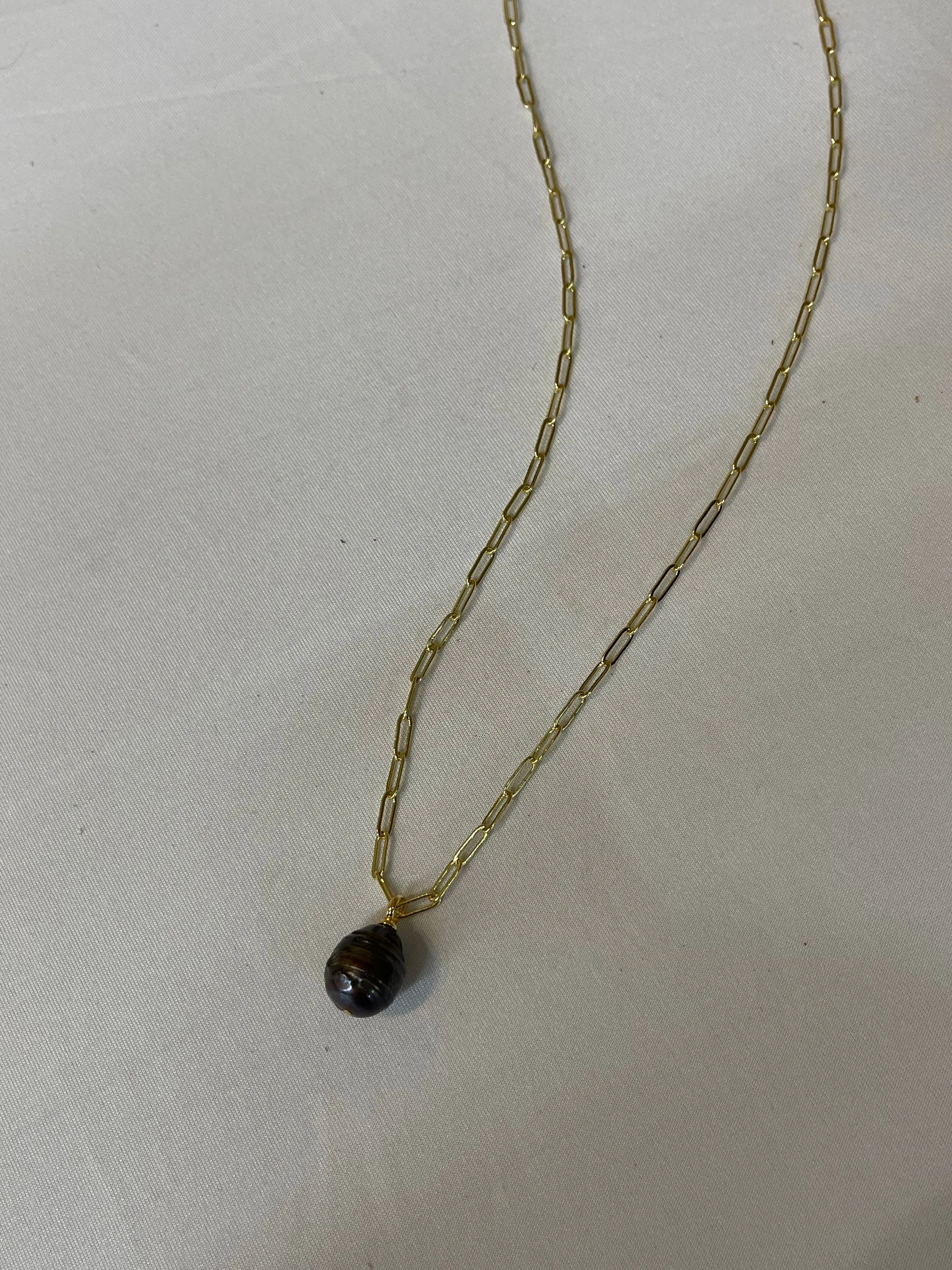 GF Chain Pearl Drop Necklace