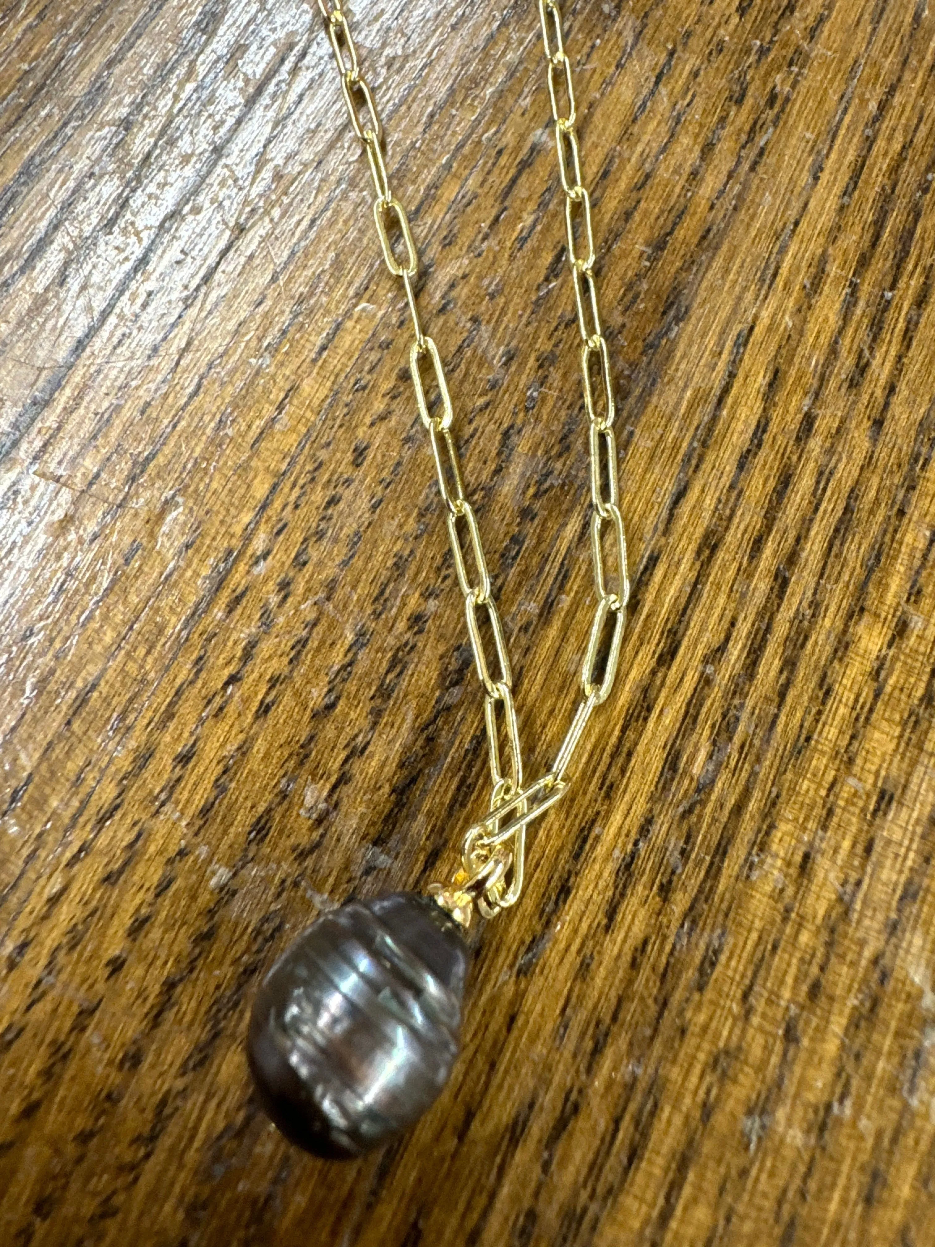 GF Chain Pearl Drop Necklace
