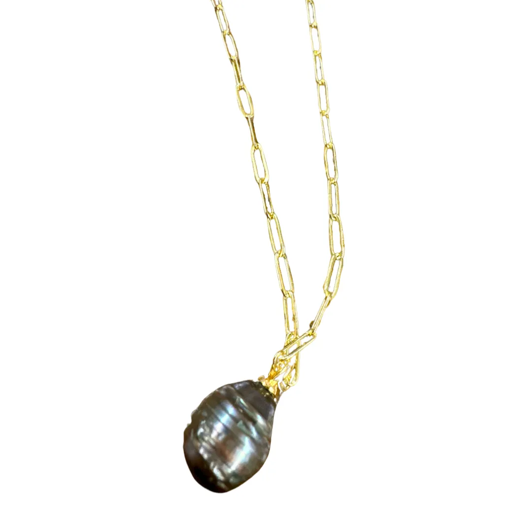 GF Chain Pearl Drop Necklace