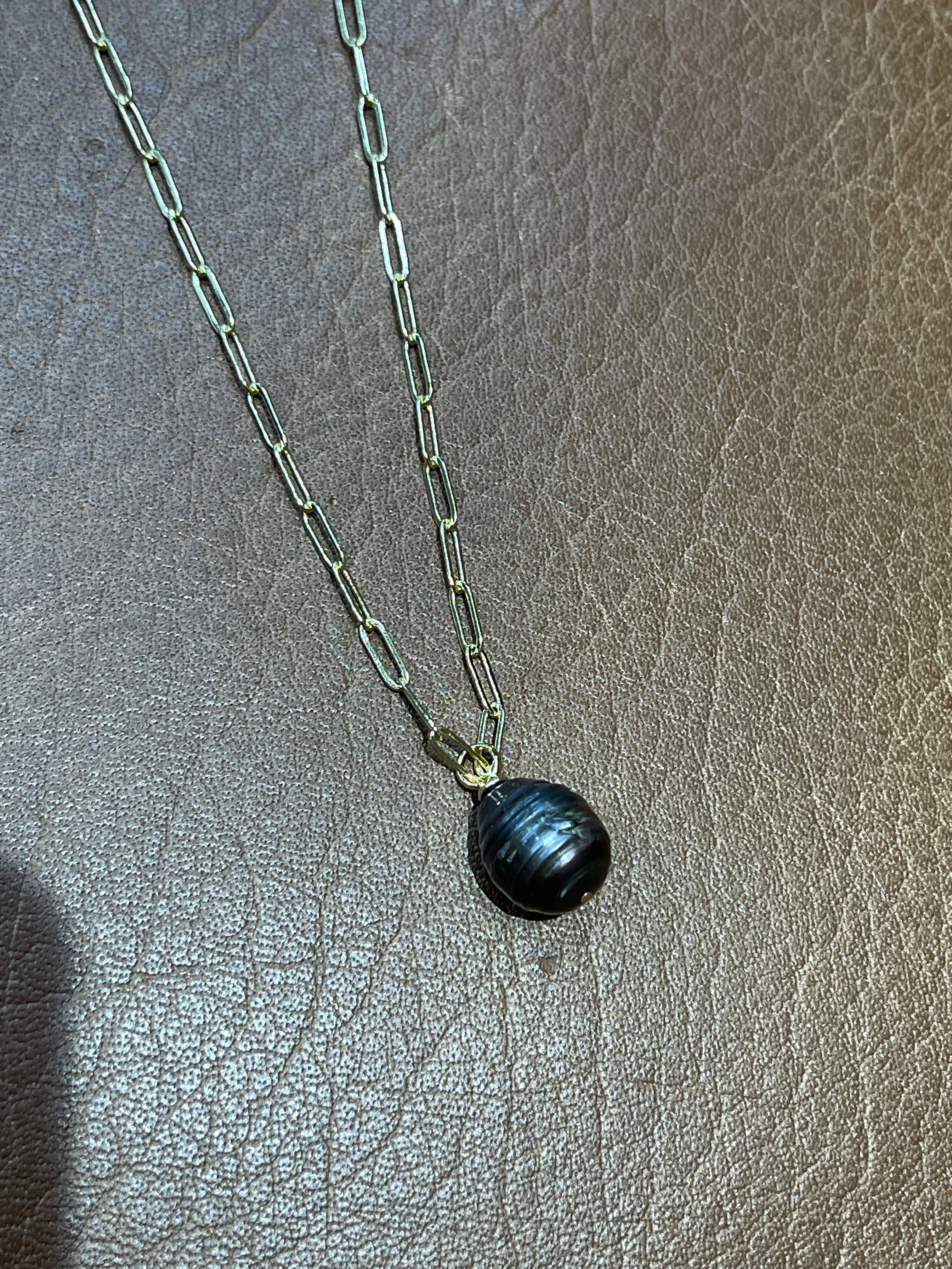 GF Chain Pearl Drop Necklace