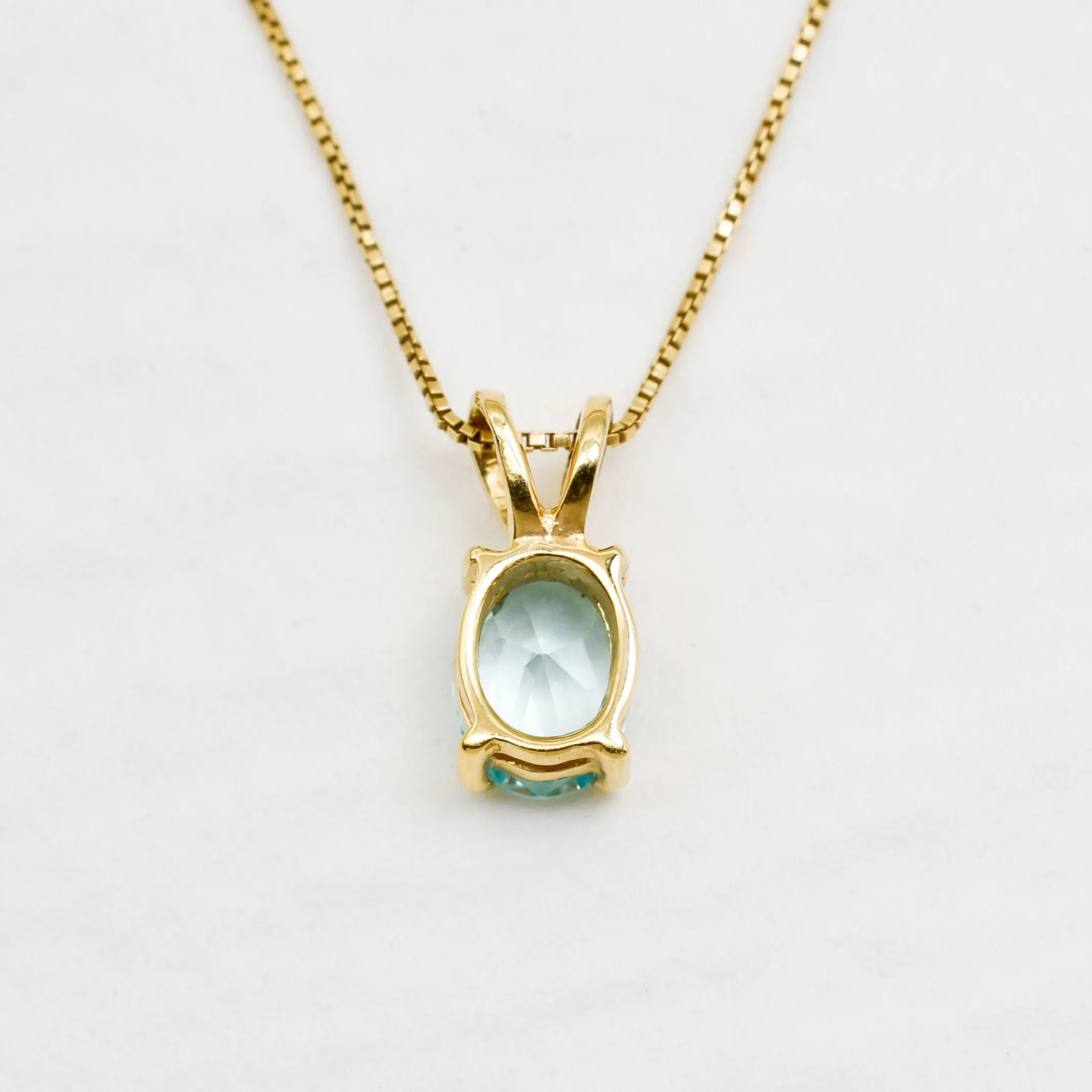 Gold Aquamarine Pendant - Blue Dainty Necklace - Gold Solitaire Necklace