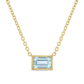 Gold Aquamarine Pendant Necklace
