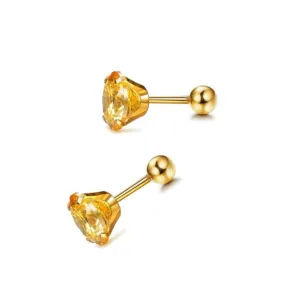 Gold CZ Barbell Earrings