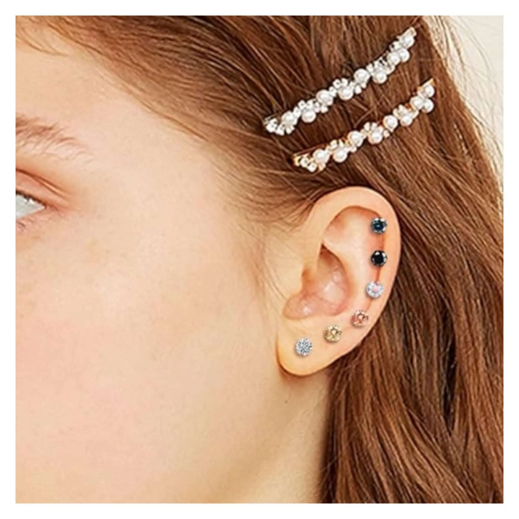 Gold CZ Barbell Earrings