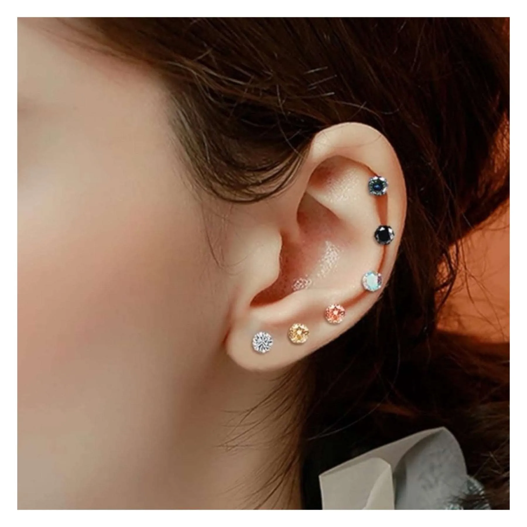 Gold CZ Barbell Earrings