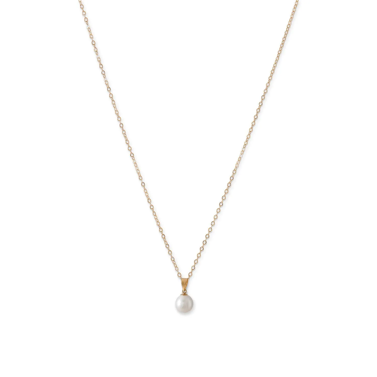Gold Necklace with a Sliding Cultured Freshwater Pearl Pendant