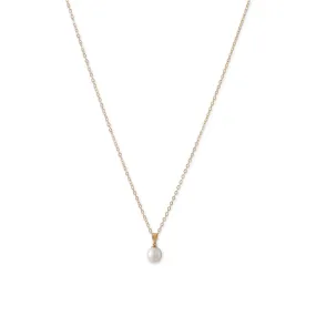 Gold Necklace with a Sliding Cultured Freshwater Pearl Pendant