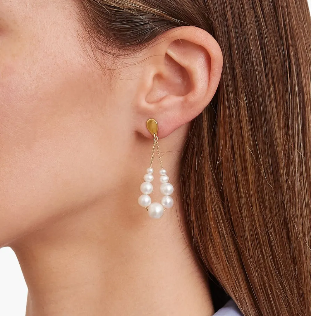 Gold Plated Pearl Teardrop Earrings