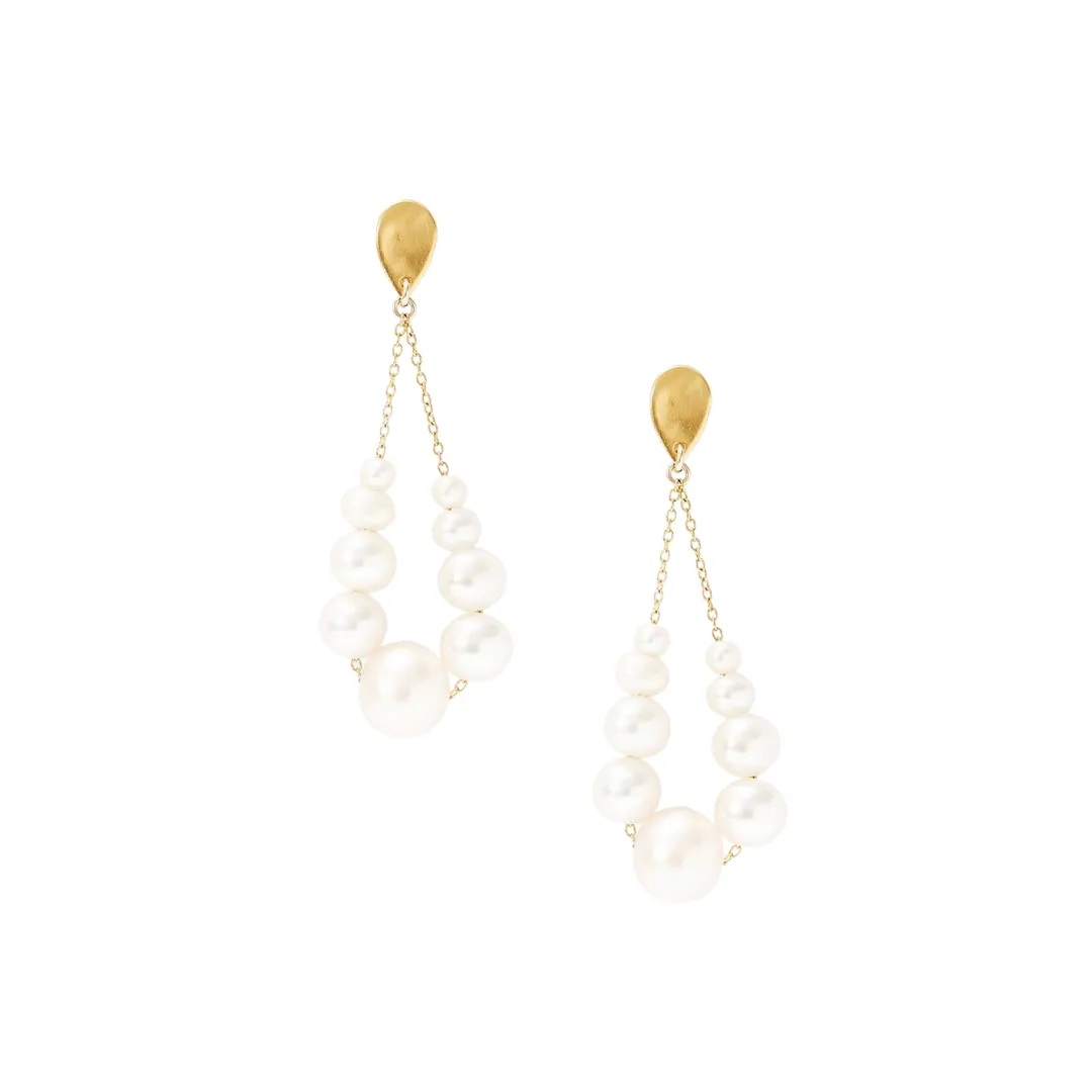 Gold Plated Pearl Teardrop Earrings