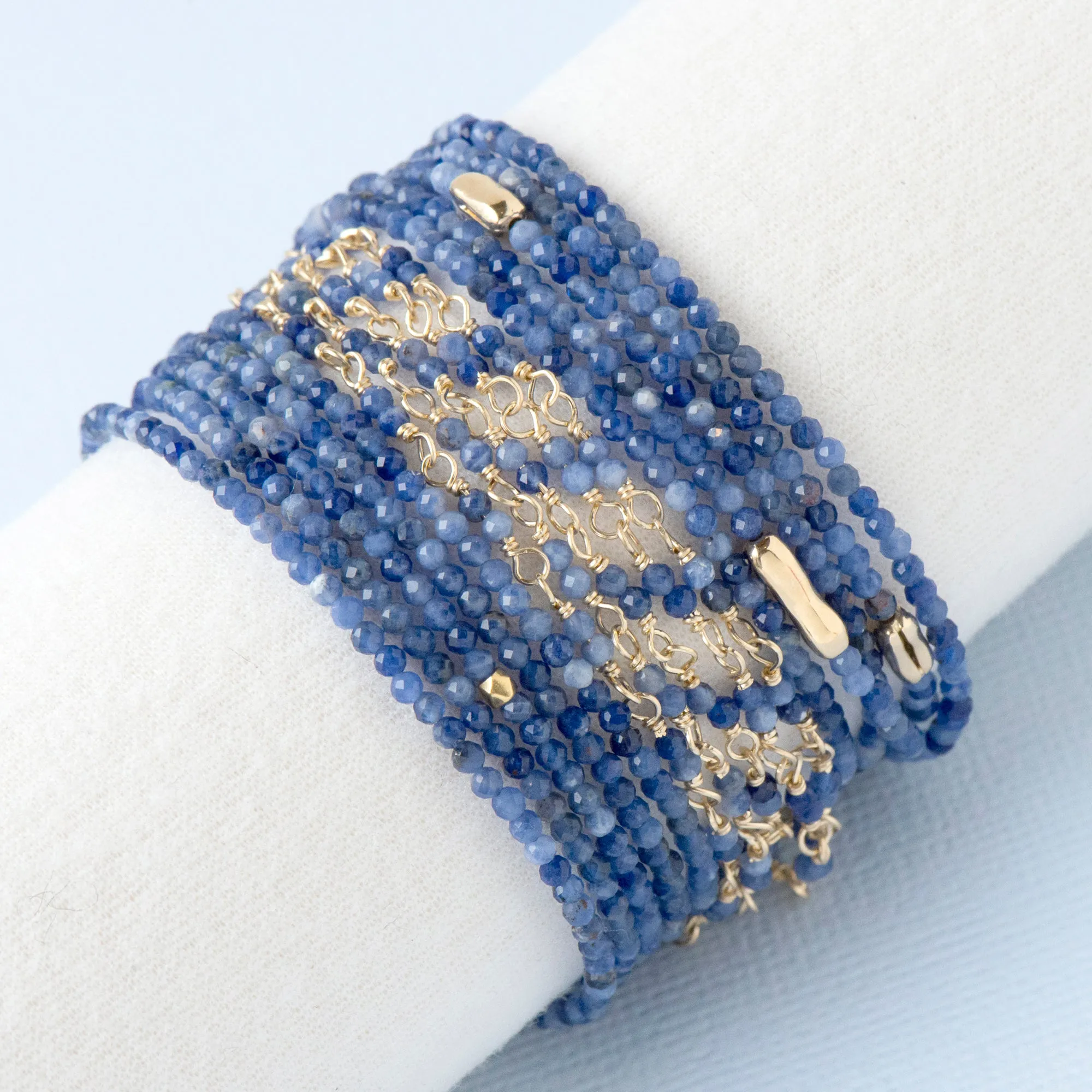 Gold Tied Gemstone Wrap Bracelet