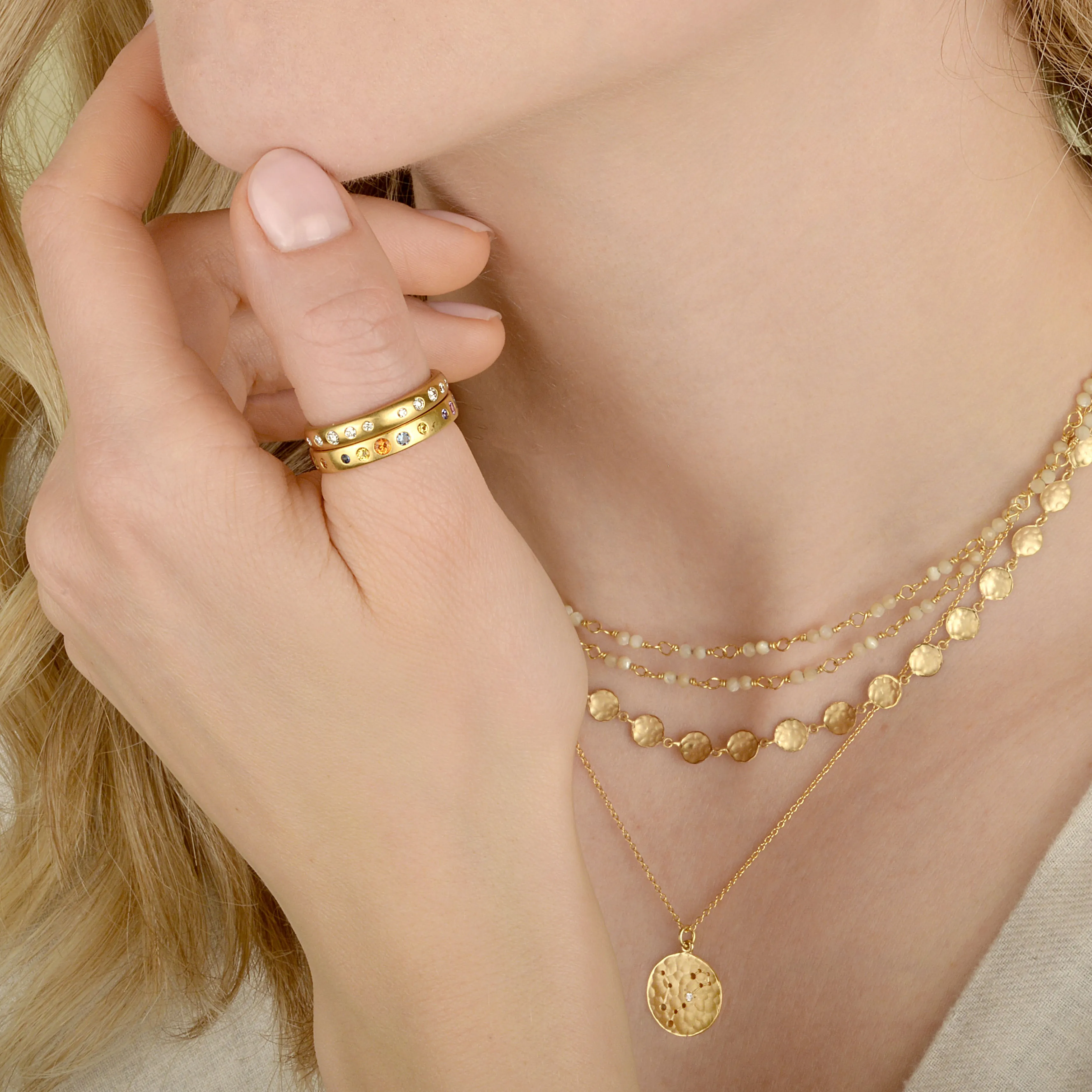 Gold Tied Gemstone Wrap Bracelet