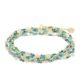 Gold Tied Gemstone Wrap Bracelet