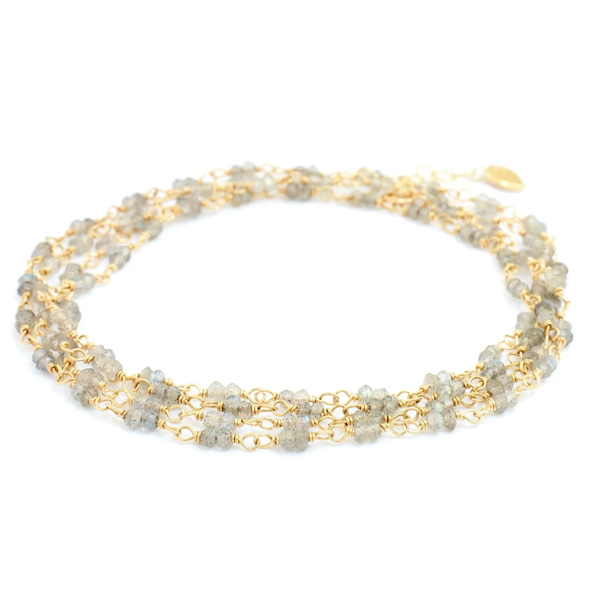 Gold Tied Gemstone Wrap Bracelet