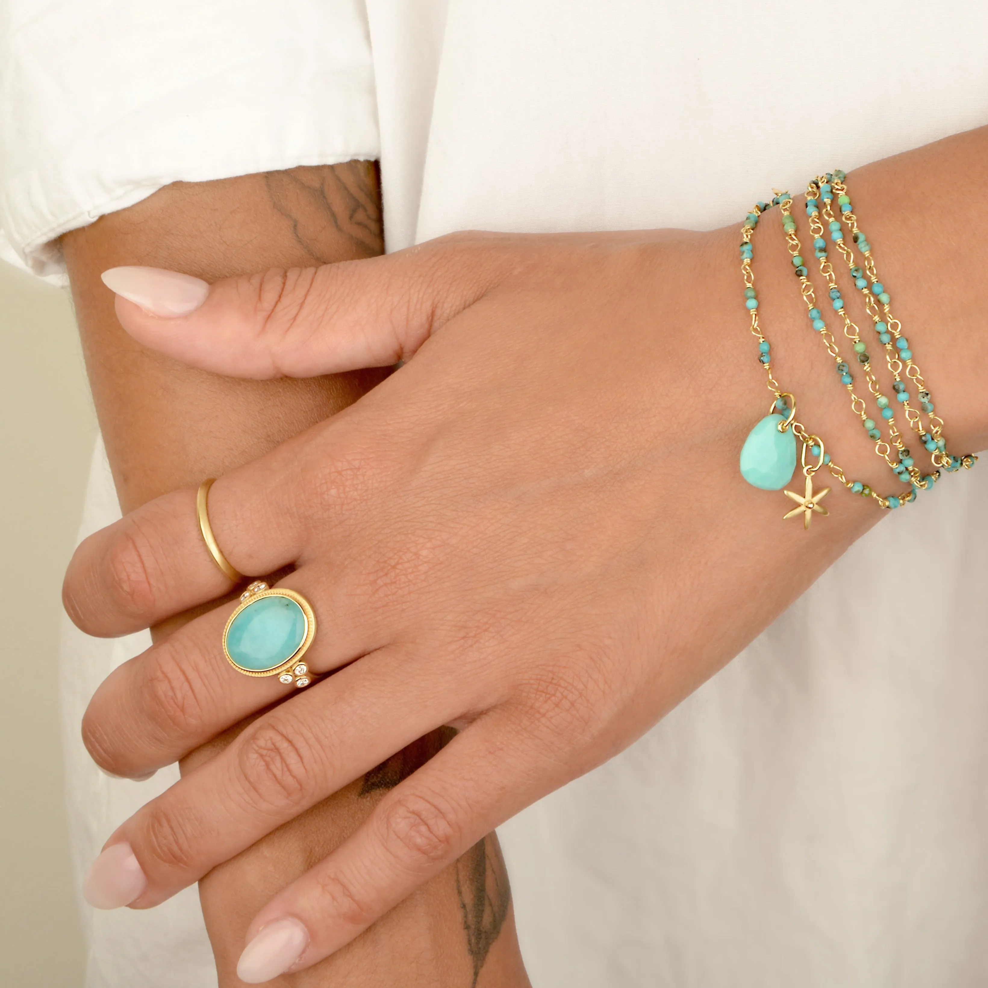 Gold Tied Gemstone Wrap Bracelet