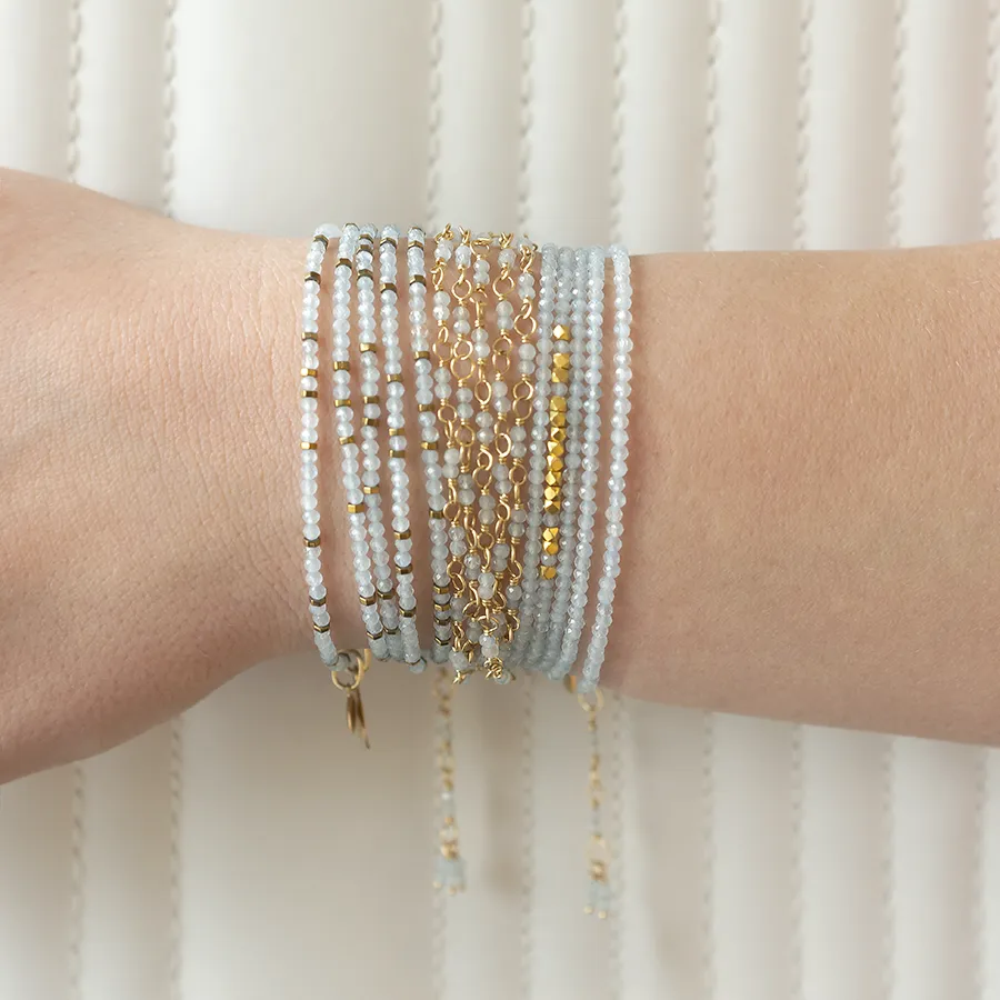 Gold Tied Gemstone Wrap Bracelet
