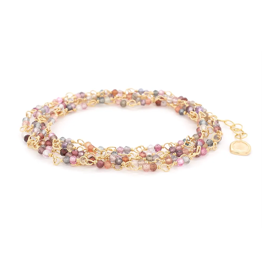 Gold Tied Gemstone Wrap Bracelet