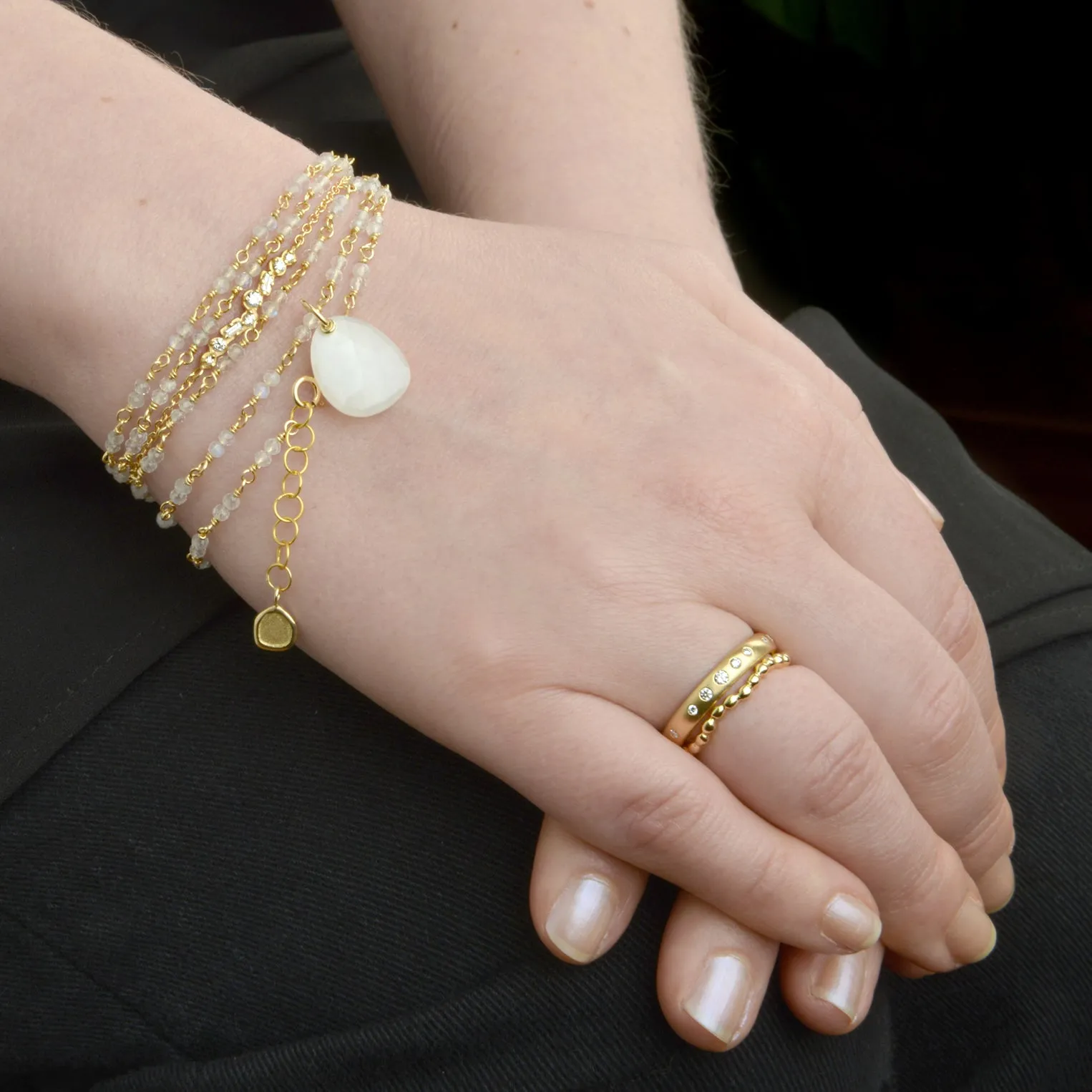 Gold Tied Gemstone Wrap Bracelet