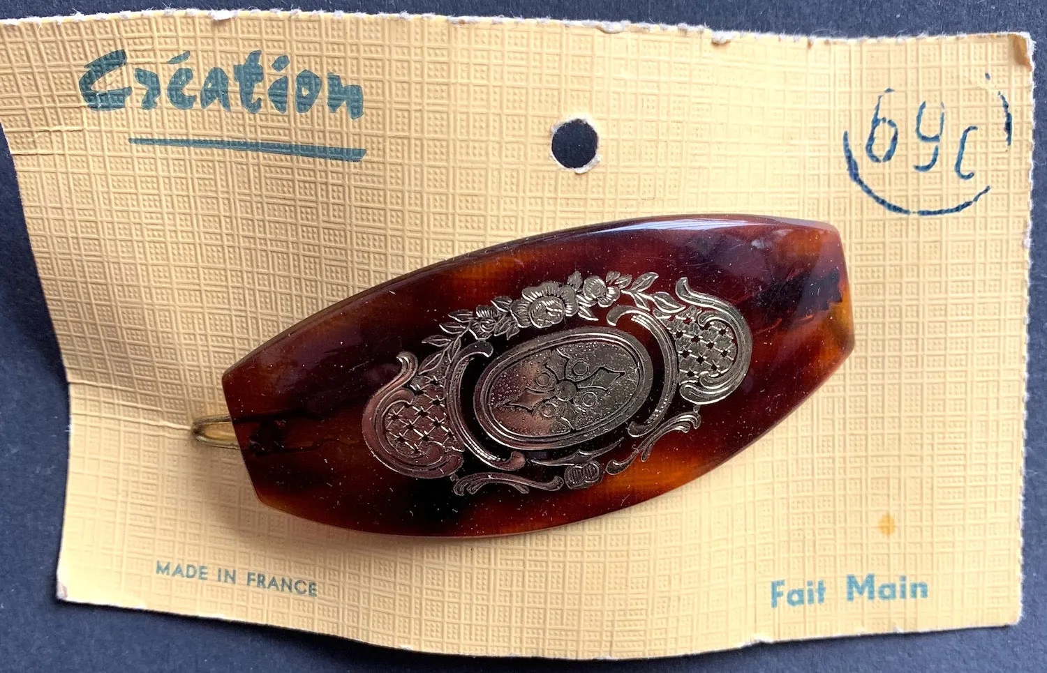 Gorgeous 1940s  French Lucite Tortoiseshell Hair Clip