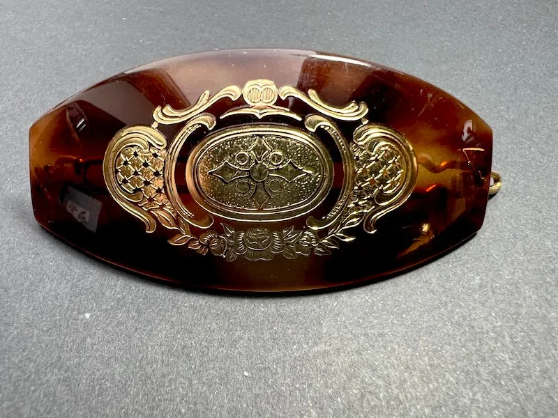 Gorgeous 1940s  French Lucite Tortoiseshell Hair Clip