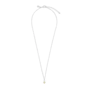 Halo Pearl Cubic Zirconia & Pearl Pendant Silver Plated Necklace 7838