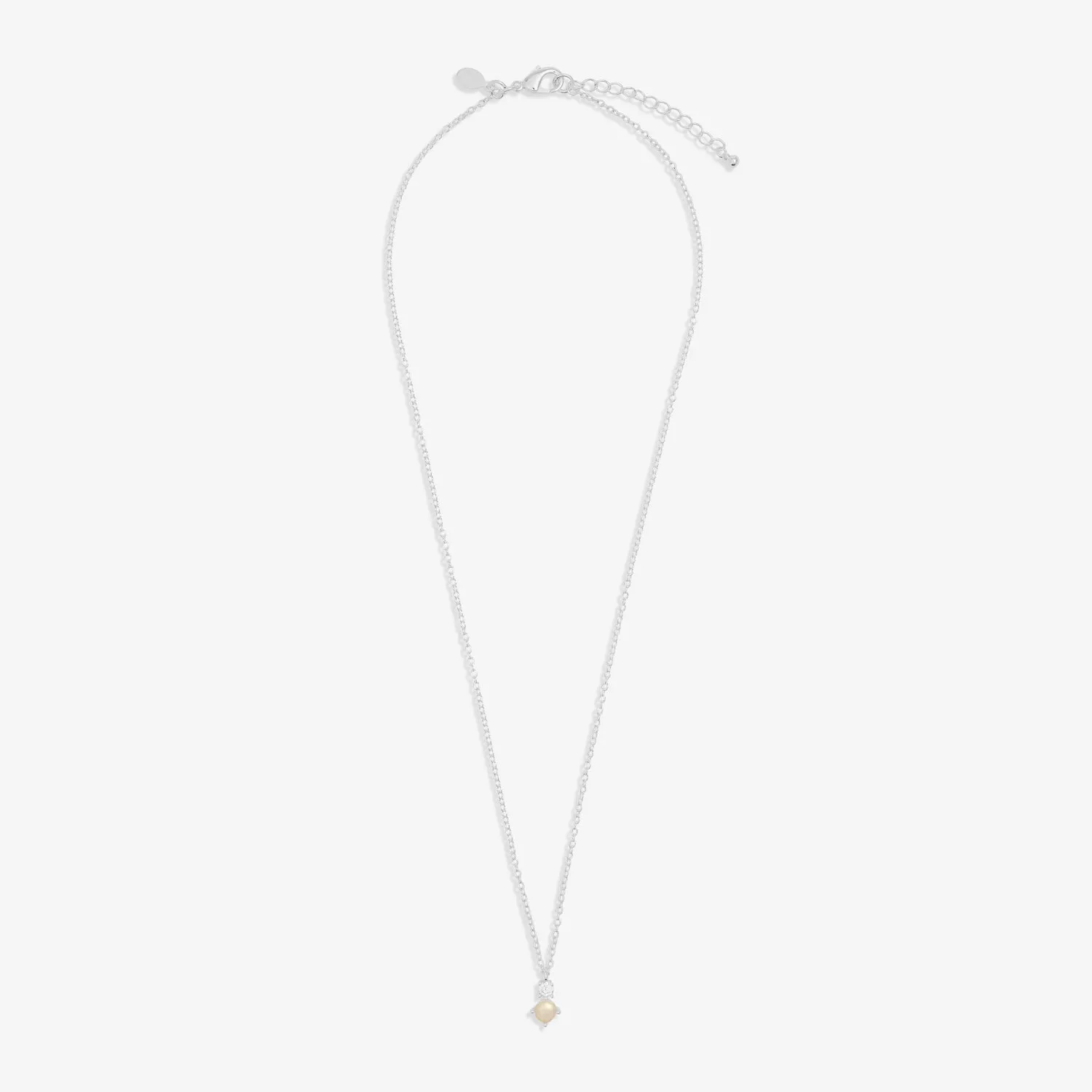 Halo Pearl Cubic Zirconia & Pearl Pendant Silver Plated Necklace 7838