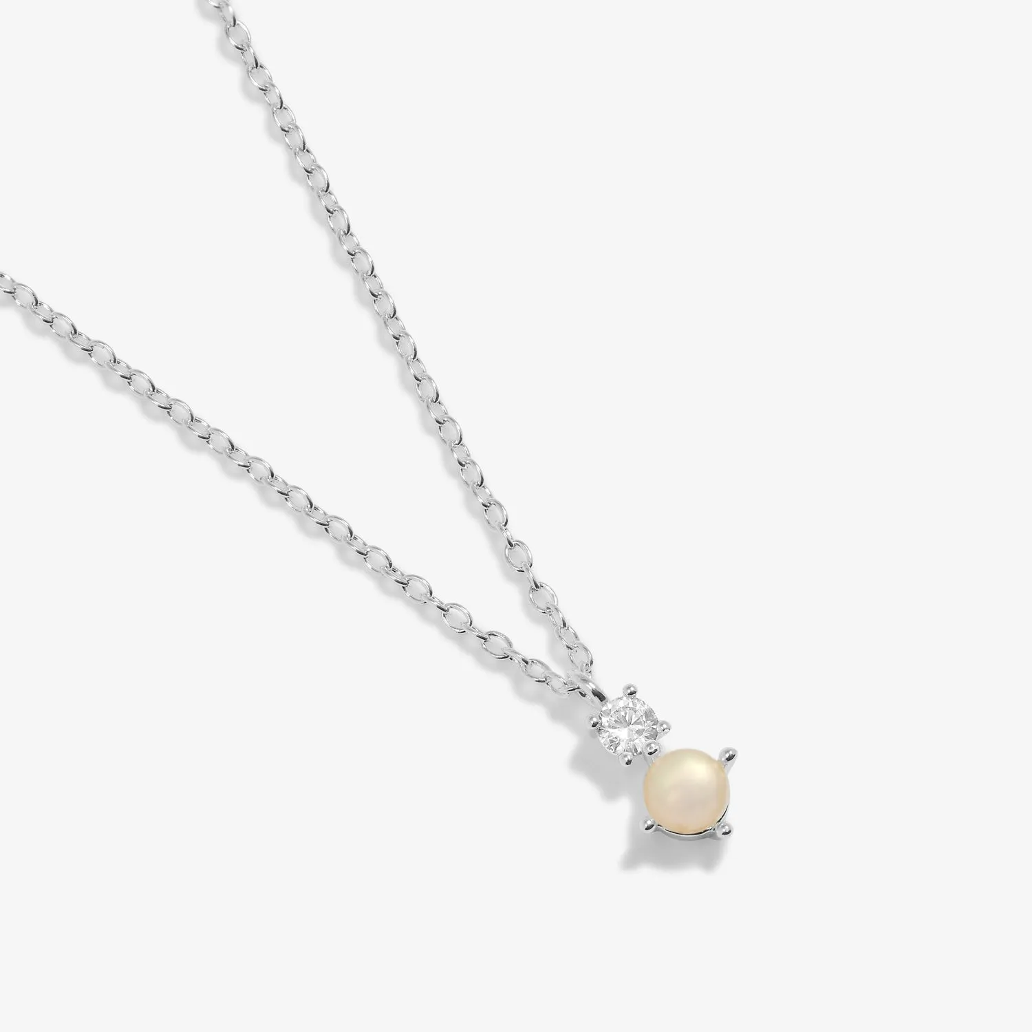 Halo Pearl Cubic Zirconia & Pearl Pendant Silver Plated Necklace 7838