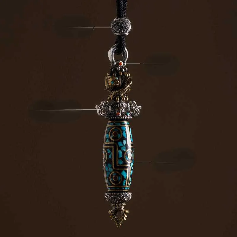 Handmade Jewelry S925 Sterling Silver Diamond Pestle Celestial Bead Pendant for Necklaces, Personalized Trendy Retro Jewelry