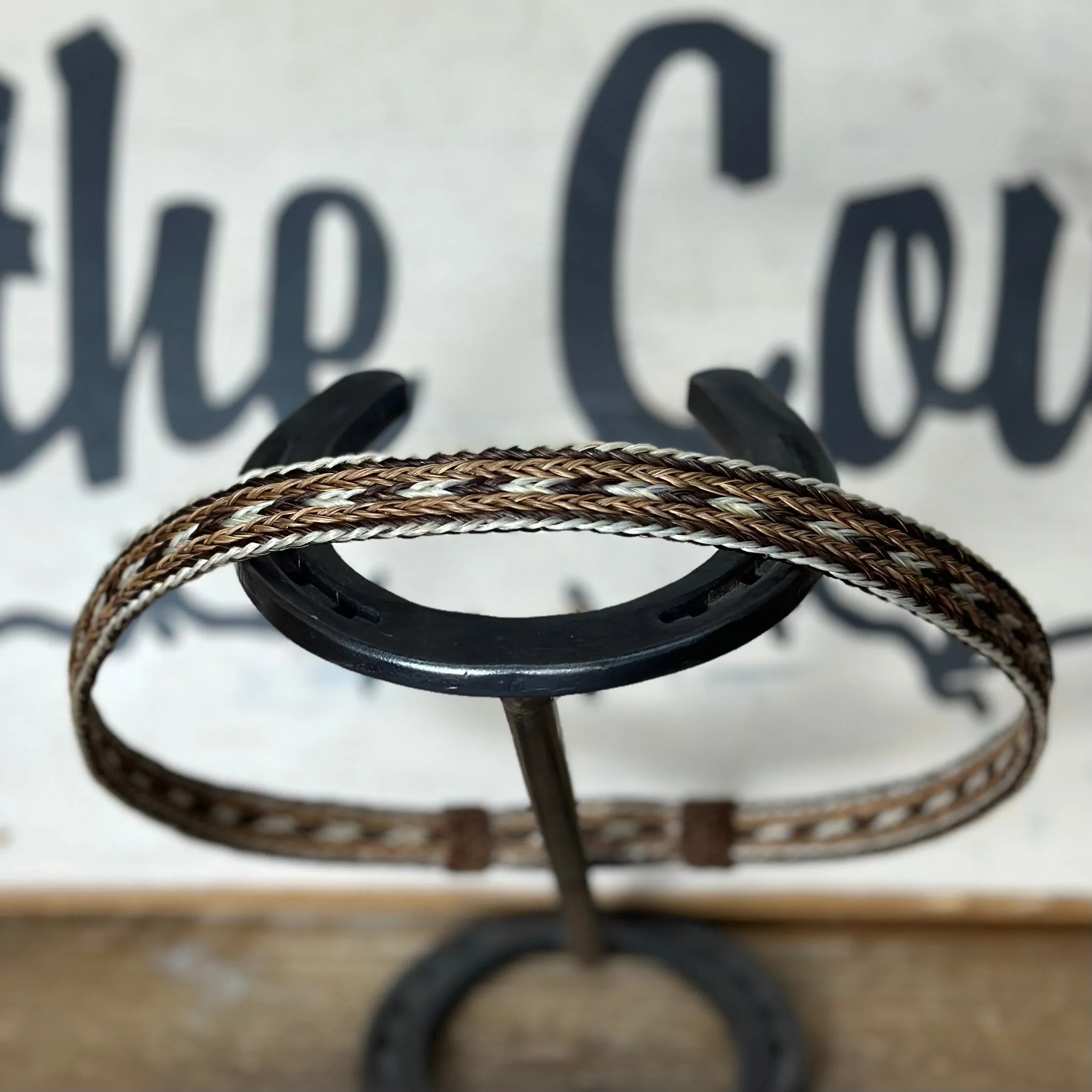 Hat Band | Horsehair 5 Strand w/ Knots Sorrel/Dark Brown/White