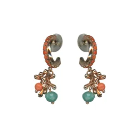 Hoop Earrings with Charm Dangle in "Mythical Dusk" - Rose Gold