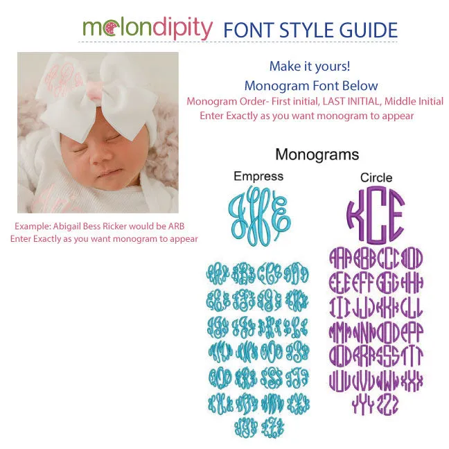 Hospital Blanket Bow Newborn Girl White Hospital Hat - White Hospital Hat Newborn- Personalized Optional