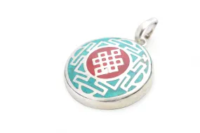 Inlaid White Metal Endless Knot Pendant