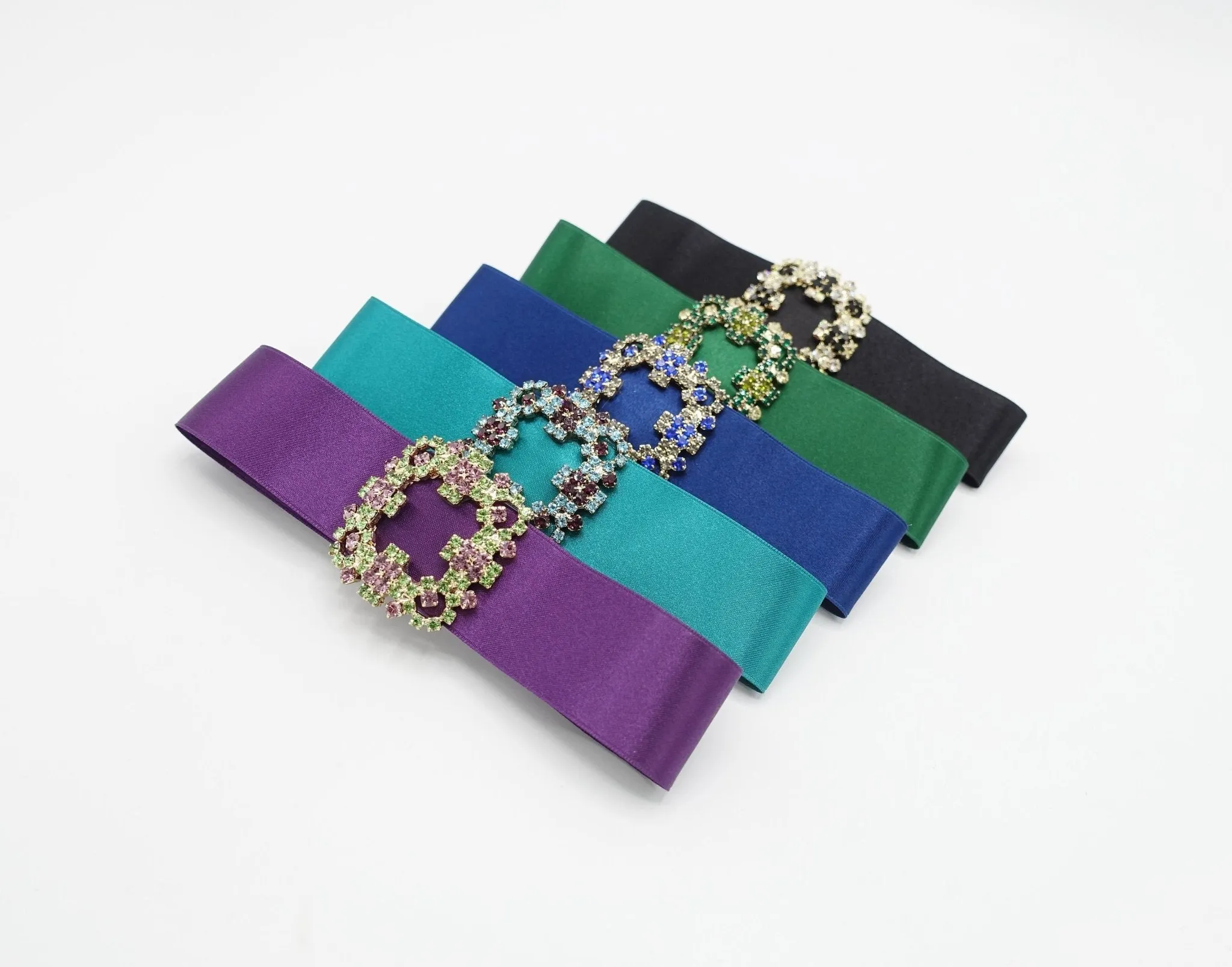 jeweled buckle satin hair bow luxury hair accessory for women