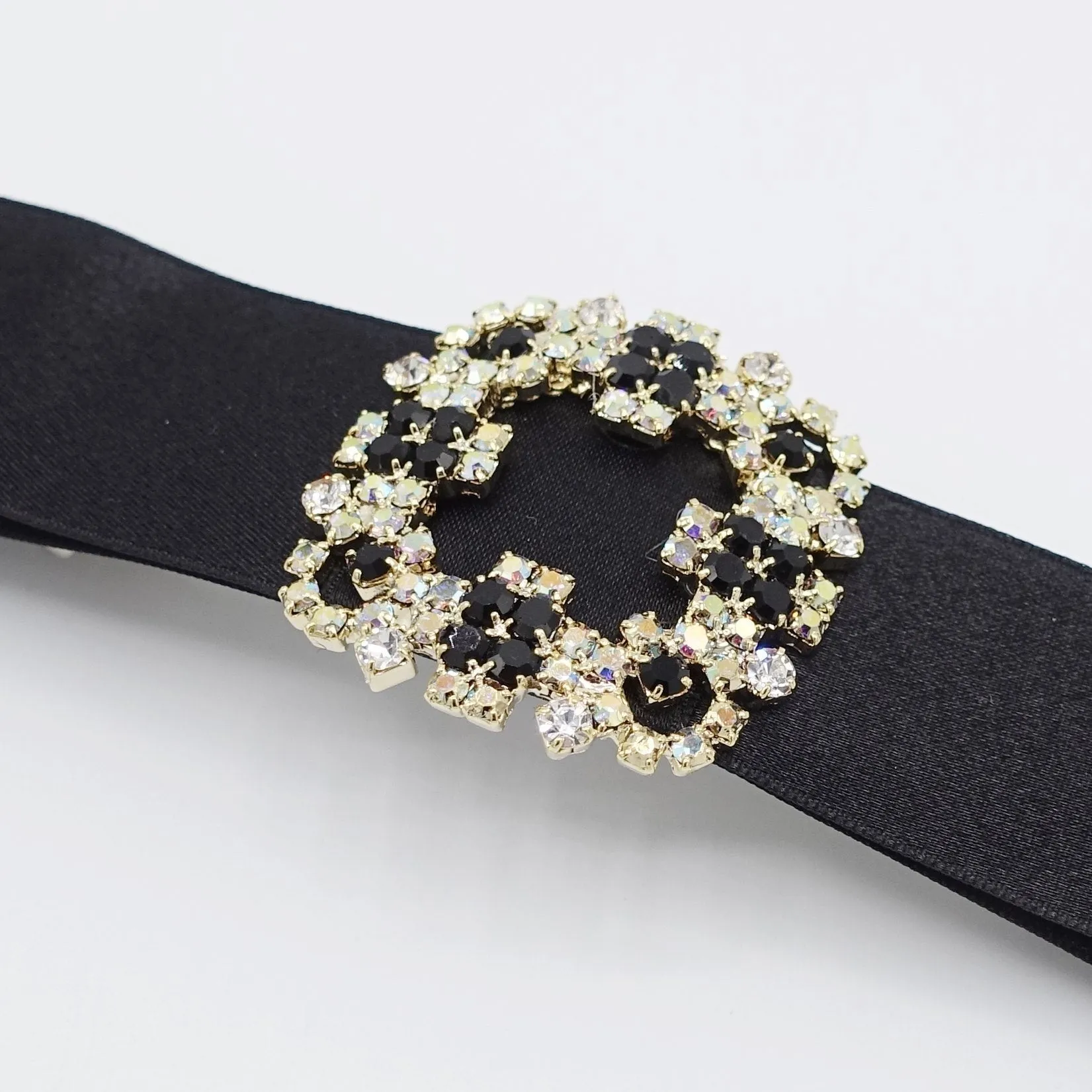 jeweled buckle satin hair bow luxury hair accessory for women