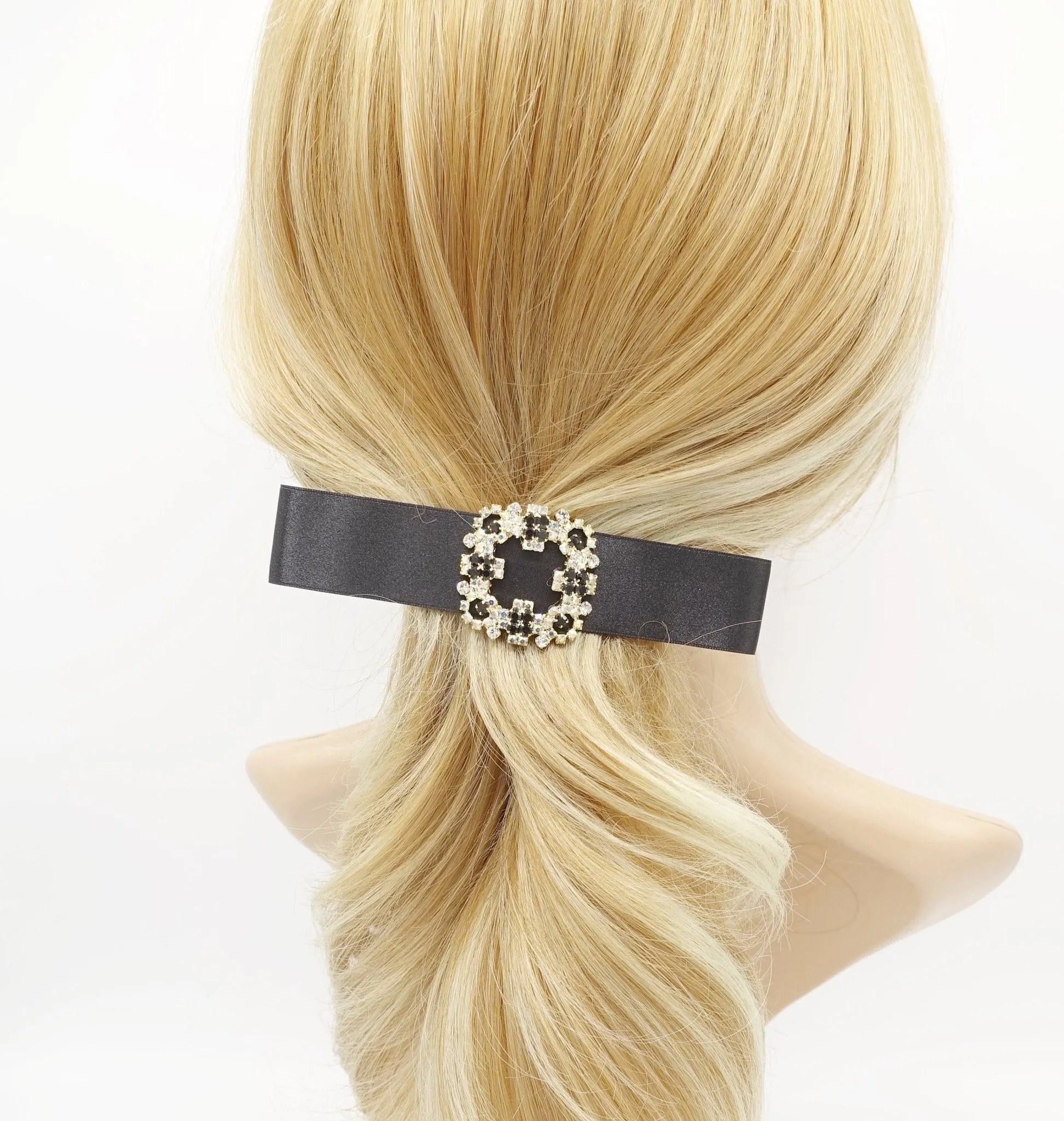 jeweled buckle satin hair bow luxury hair accessory for women