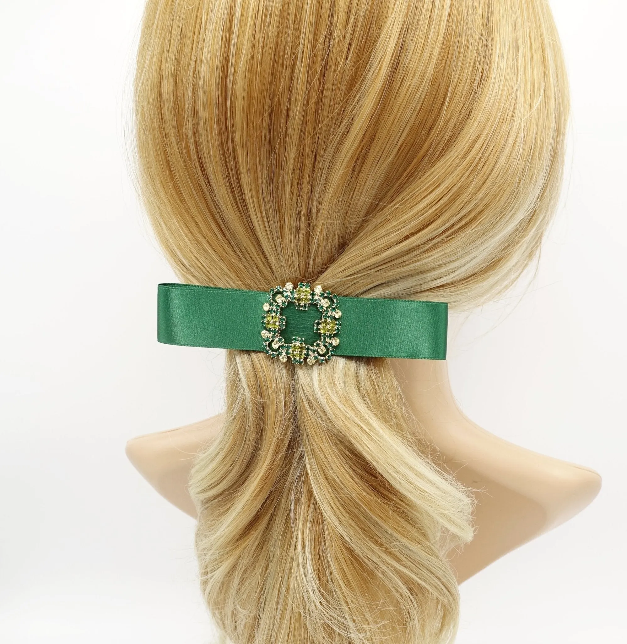 jeweled buckle satin hair bow luxury hair accessory for women