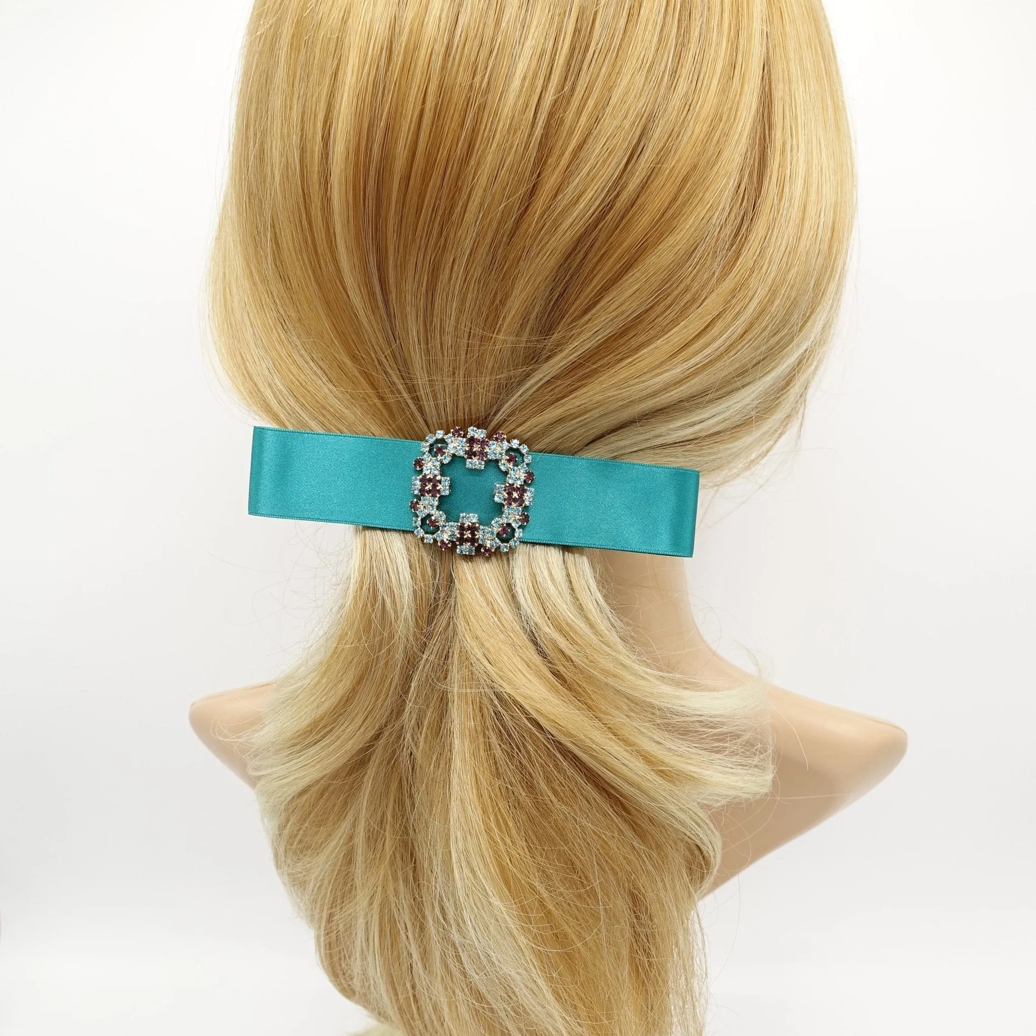 jeweled buckle satin hair bow luxury hair accessory for women