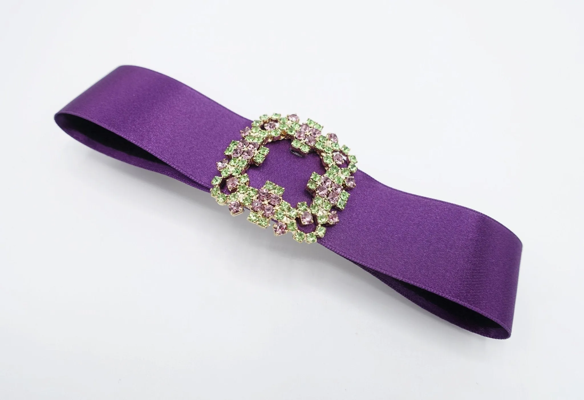 jeweled buckle satin hair bow luxury hair accessory for women