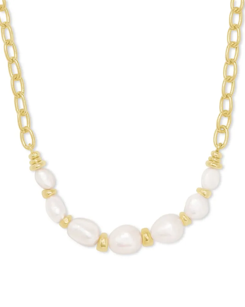 Kendra Scott Demi Chain Necklace - Gold White Baroque Pearl