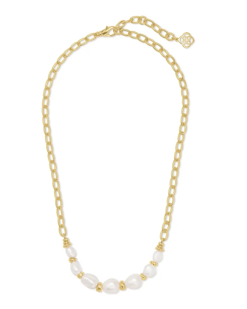 Kendra Scott Demi Chain Necklace - Gold White Baroque Pearl