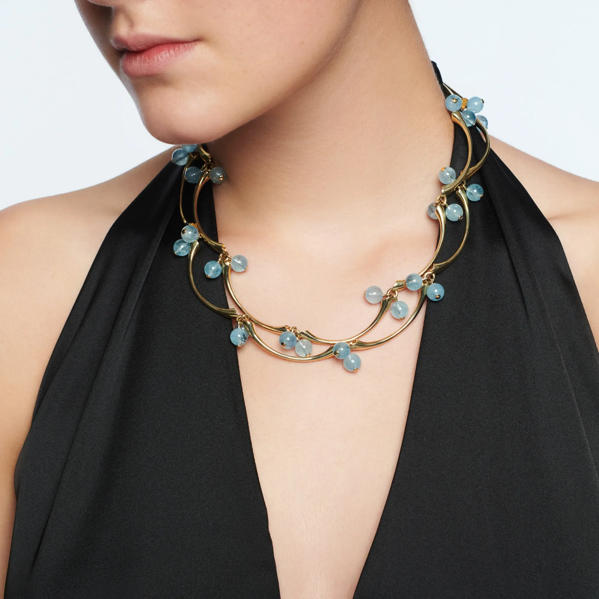 Kerala Necklace Yellow Gold - Aquamarine