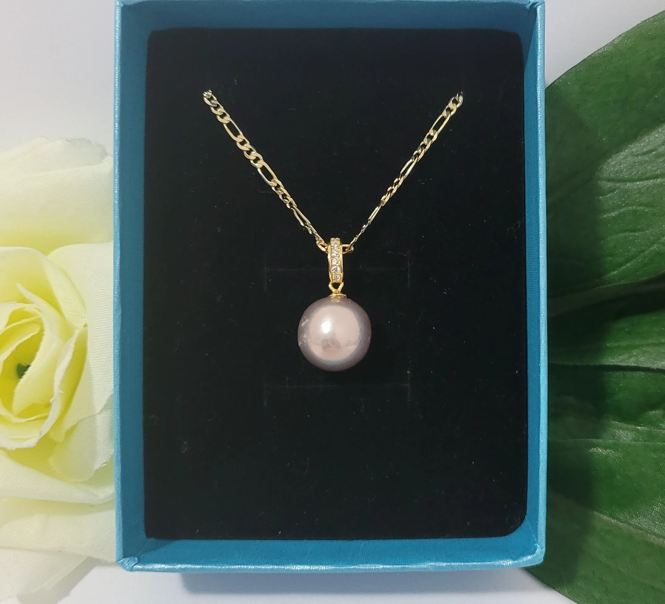 KERRYANE - 925 Stamped Gold Filled Natural Edison Champagne Tone Pearl Pendant Necklace
