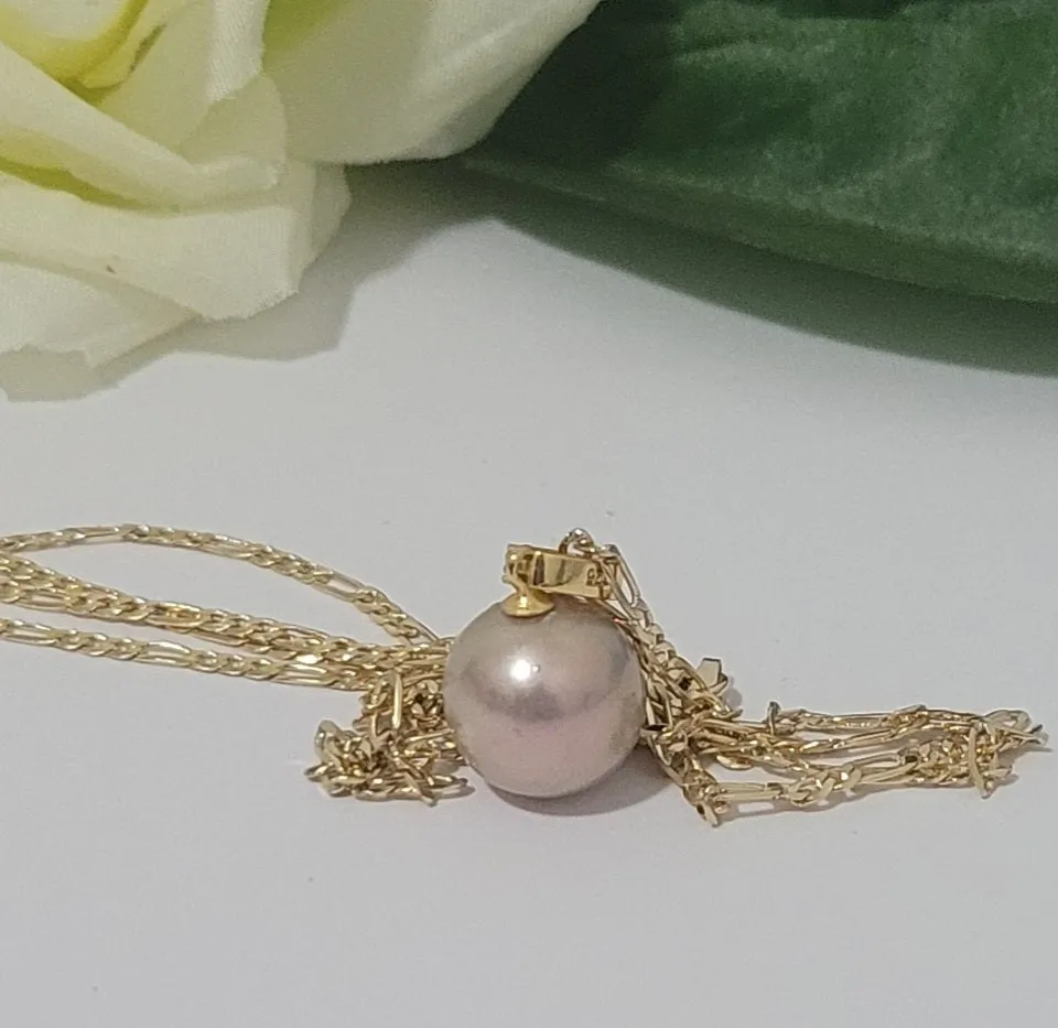 KERRYANE - 925 Stamped Gold Filled Natural Edison Champagne Tone Pearl Pendant Necklace
