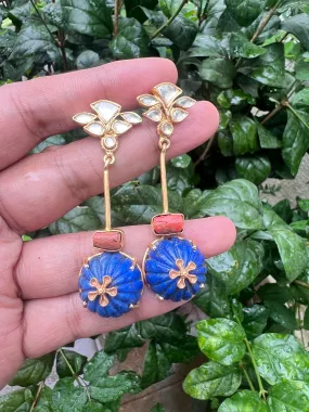 Lapis & kundan with coral earrings