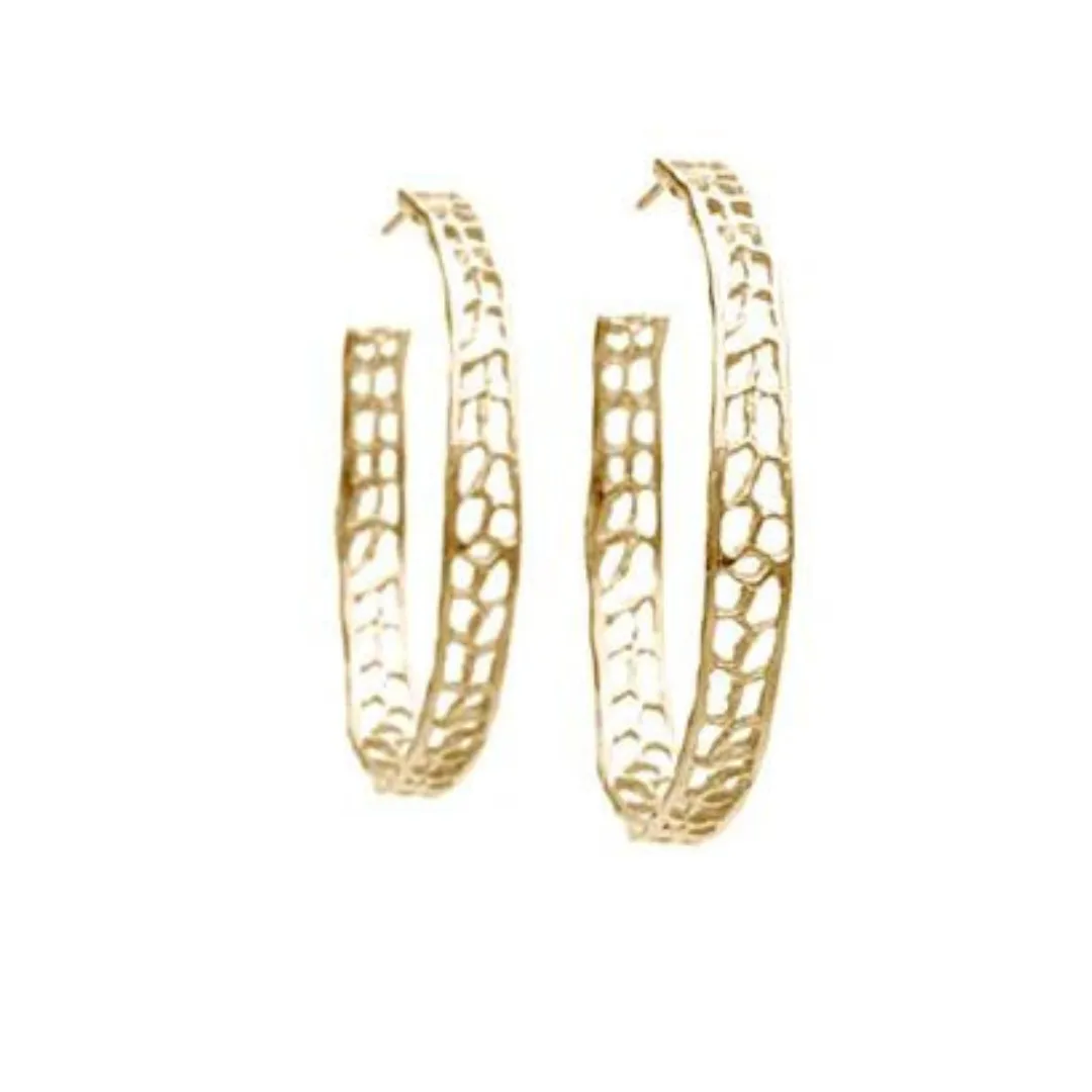 Large Coral Vermeil Hoops