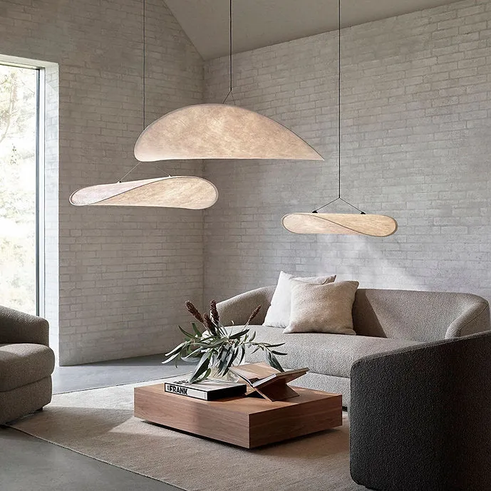 LED Japanese Style Curvy Cloth Pendant Light