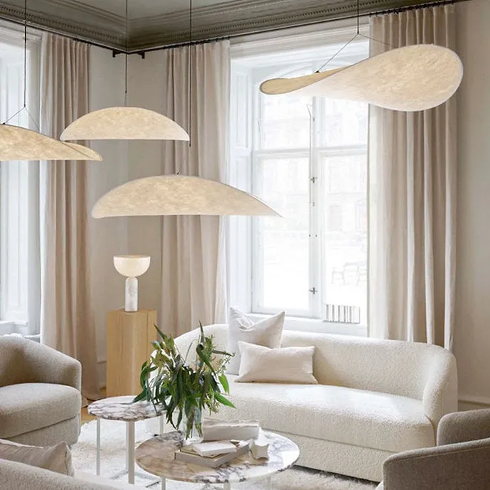 LED Japanese Style Curvy Cloth Pendant Light