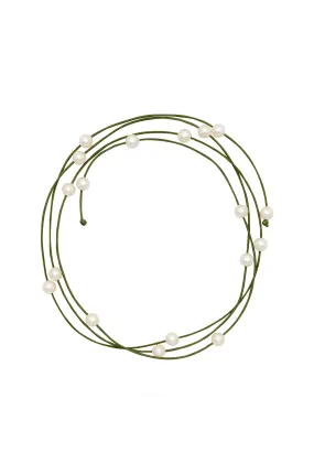 Leia Pearl Necklace Olive