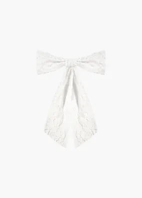 Lucia Lace Bow Barrette -- White
