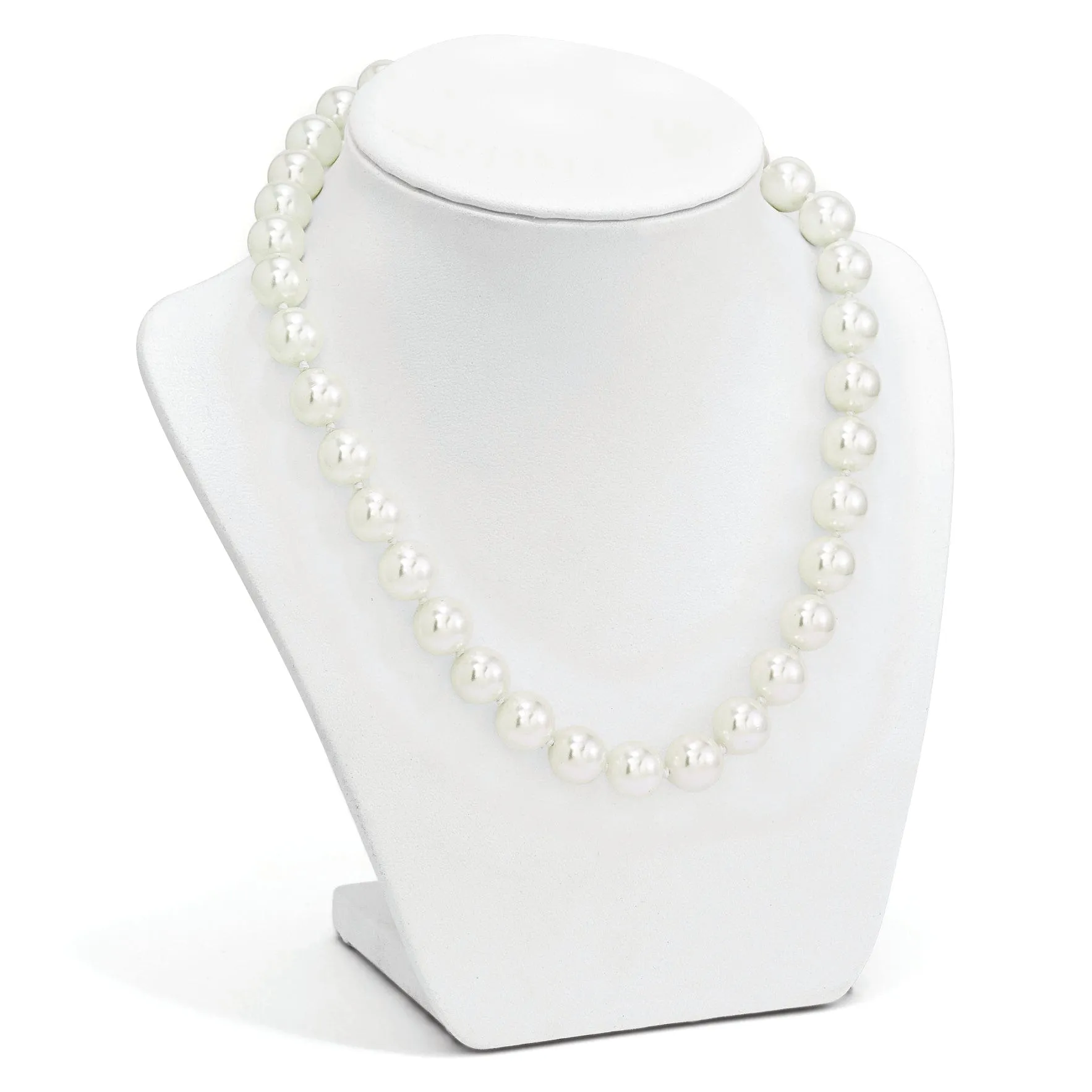 Majestik White Shell Pearl CZ Clasp Necklace