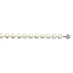 Majestik White Shell Pearl CZ Clasp Necklace